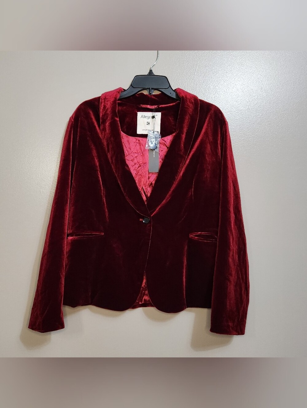 Allegra K Women's Red Velvet Blazer Jacket Size XL NWT